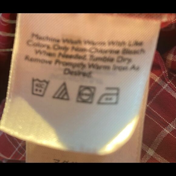 Eddie Bauer Red Plaid 100% Cotton Button Down Shirt Size Large Tall - Picture 4 of 4